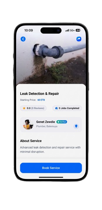 Balemoya booking confirmation screen for handyman services